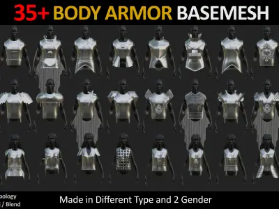 35 Body Armors Basemesh q Low-poly 3D model