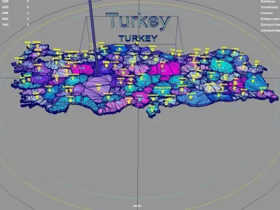 Turkey map region geography political geographic administrative 3D model
