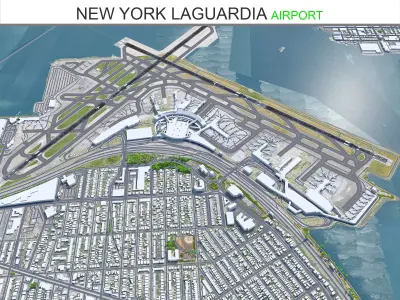 New York LaGuardia Airport 8km Low-poly 3D model