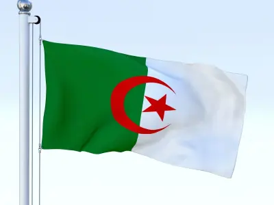 Animated Algeria Flag Low-poly 3D model
