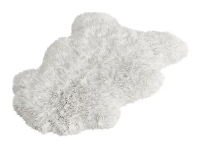 White fluffy sheepskin carpet 3D model
