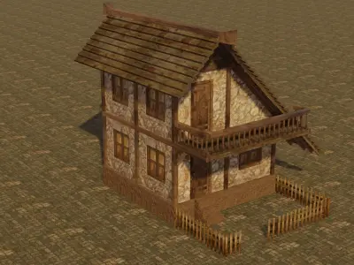 Medieval house 12 Low-poly 3D model
