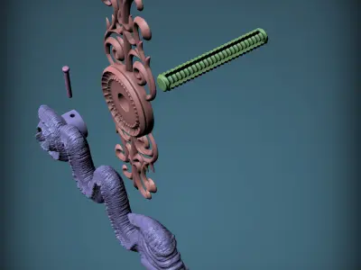 Haunted Mansion Snake Door Handle 3D Printable Sculpt 3D print model