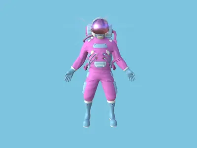 Astronaut Outfit 04 - Pink Female - Character Design Fashion Low-poly 3D model