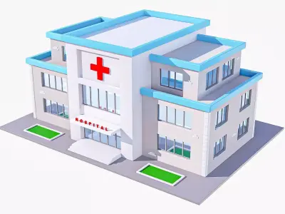 Hospital cartoon Low-poly 3D model