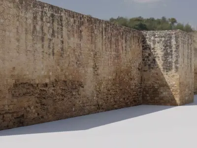 Modular Stone Walls Roman Ancient Fort Scan with LODs pack 8 Low-poly 3D model