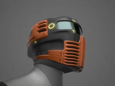 Futuristic Sci-Fi Motorcycle Helmet Low-poly 3D model