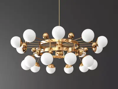 Lustre cercle rond en bronze italien 3D model