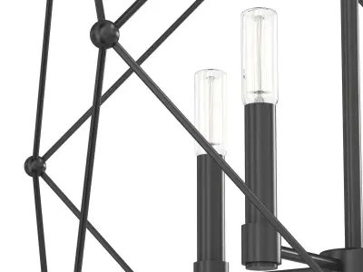 Spatial Collection Four-Light Matte Black Global Pendant Light   3D model