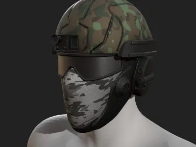 Helmet scifi military combat 3d futuristic technology  Low-poly 3D model
