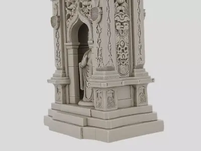 Fantasy Stone Shrine Statue for 3D print Low-poly 3D model