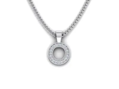 Pendant O with diamonds in shape of 3D print model