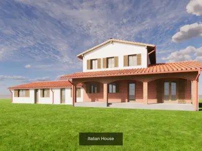 Traditional houses with roof tiles collection 3D Model Pack