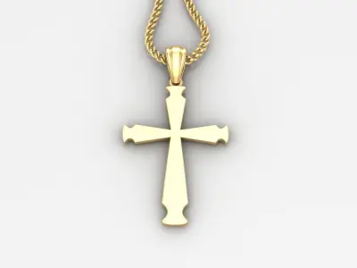 Light Gold 18K Cross Pendant 1CP057 3D print model