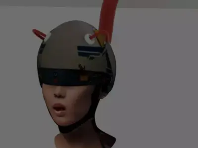 Sci-fi Woman head - animated 3D model