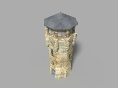 low poly prison tower Low-poly 3D model