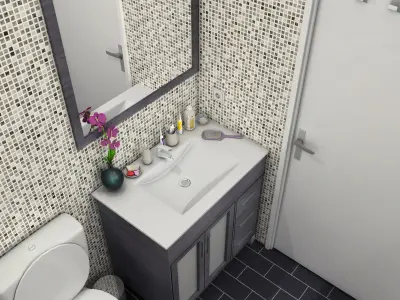 Bathroom with tiled walls 3D model