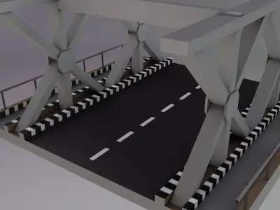 LP steel bridge Points Low-poly 3D model