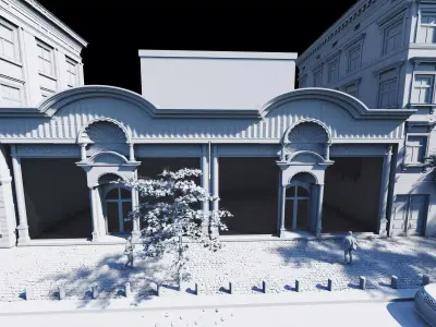 Classic stone facade-Building Classic Facade Element 3D model 3