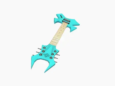 Electric Guitar H04 Light Blue - Music Instrument Design Low-poly 3D model