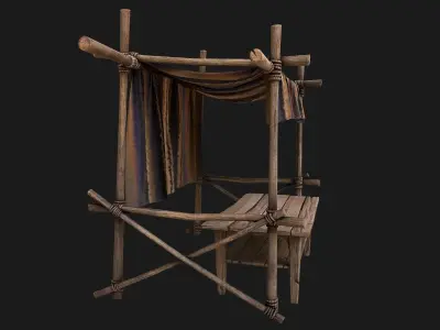 Market Stalls Carpet Tent Low-poly 3D model