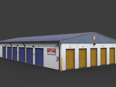 Selfstorage Warehouse Building Low-poly 3D model