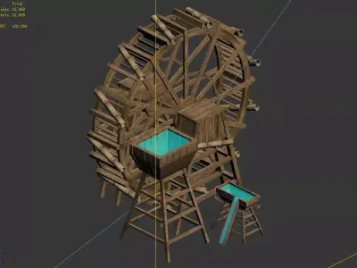 Field - Riverside Waterwheel 01 3D model
