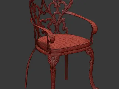 Garden wrought iron chair 3D model