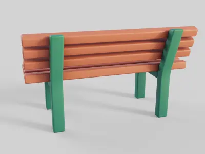 Cartoon Bench 6 Low-poly 3D model