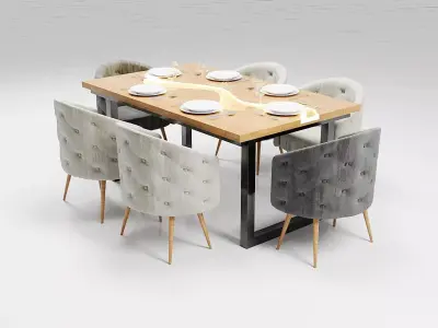 Illuminated Elegance Dining Table Low-poly 3D model