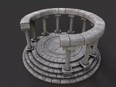 Ancient Circular Stone Platform Altar 4 Low-poly 3D model