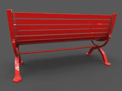 Street Bench Low-poly 3D model