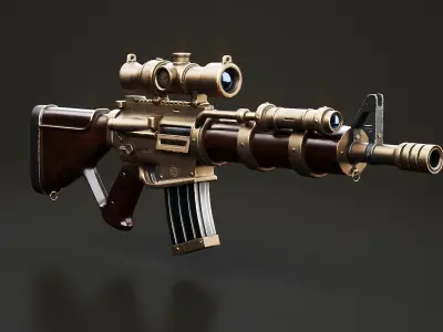  Steampunk Machine Gun - High-Detail Weapon Model with PBR Textures 