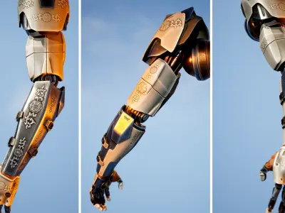 Mechanical Arm Robot Hand with Cables and Carvings 3D model 3D model