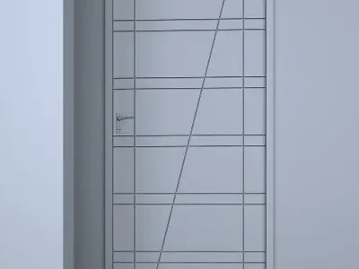 3d door modern wooden design Low-poly 3D model