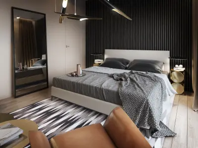 Bedroom Interior Scene for Cinema 4D and Vray 3D model