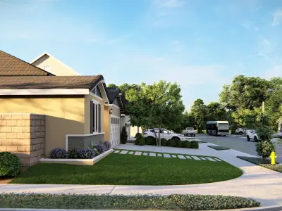  3D Exterior Scene 3D model design garden and landscape city  3D model