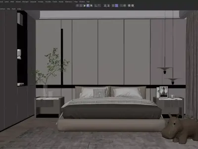 Modern Minimal Master Bedroom 3D model