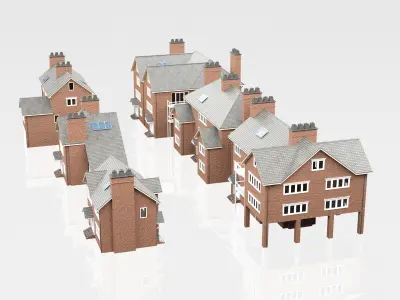 British House Design Collection - 6 Pieces 3D Model Pack