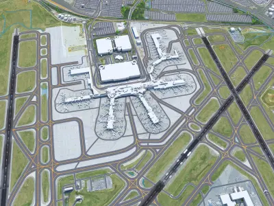Charlotte Douglas Airport 10km Low-poly 3D model