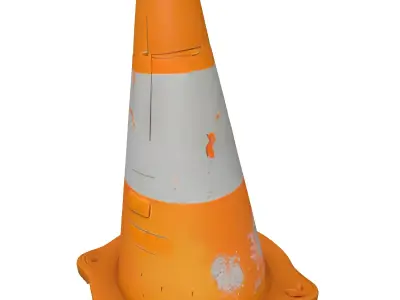 Weathered Traffic Safety Cone Low-poly 3D model