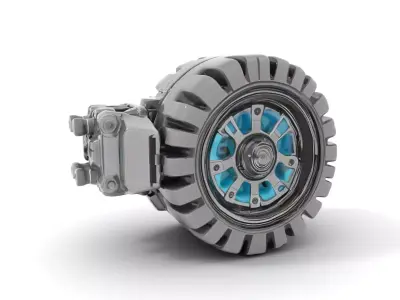 Futuristic Robotic Wheel with Hub Assembly Model Pack Low-poly 3D model