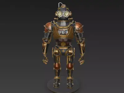 Steampunk Robot PBR 3D Model 3D model