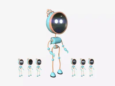 Cute Robot D01 Orange Blue - SciFi Character Design Low-poly 3D model