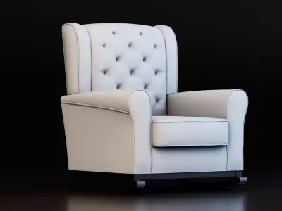 Classic Upholstered Rocking Chair Low-poly 3D model