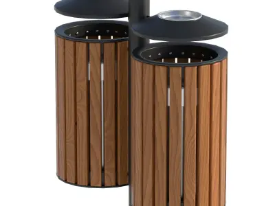 Outdoor Trash Bins 01 Low-poly 3D model