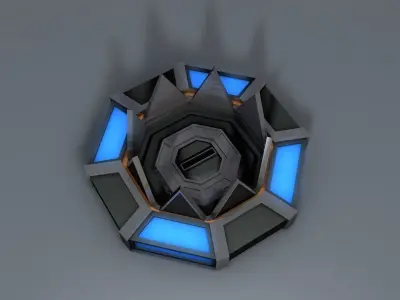 Turret spaceship with lights Free 3D model