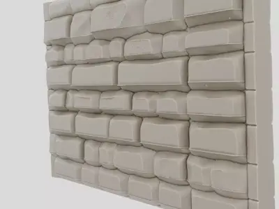 Fantasy Stone City Wall Segment for 3D print Low-poly 3D model