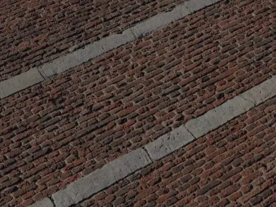 Historic Red Brick Wall with Stone Belt Courses PBR Texture Texture