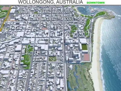 Wollongong Downtown Australia Low-poly 3D model